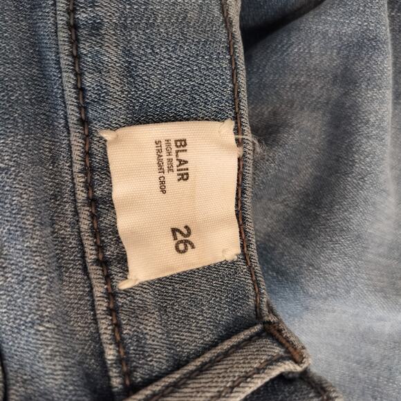 Hudson Blair High Rise Straight Crop Jeans Cuffed Stretch Denim - Picture 9 of 11